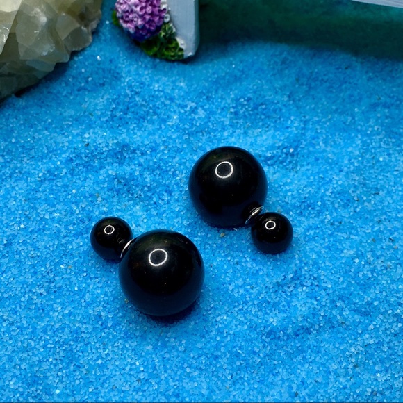 Black Candy Double Stud Earrings - Picture 3 of 7